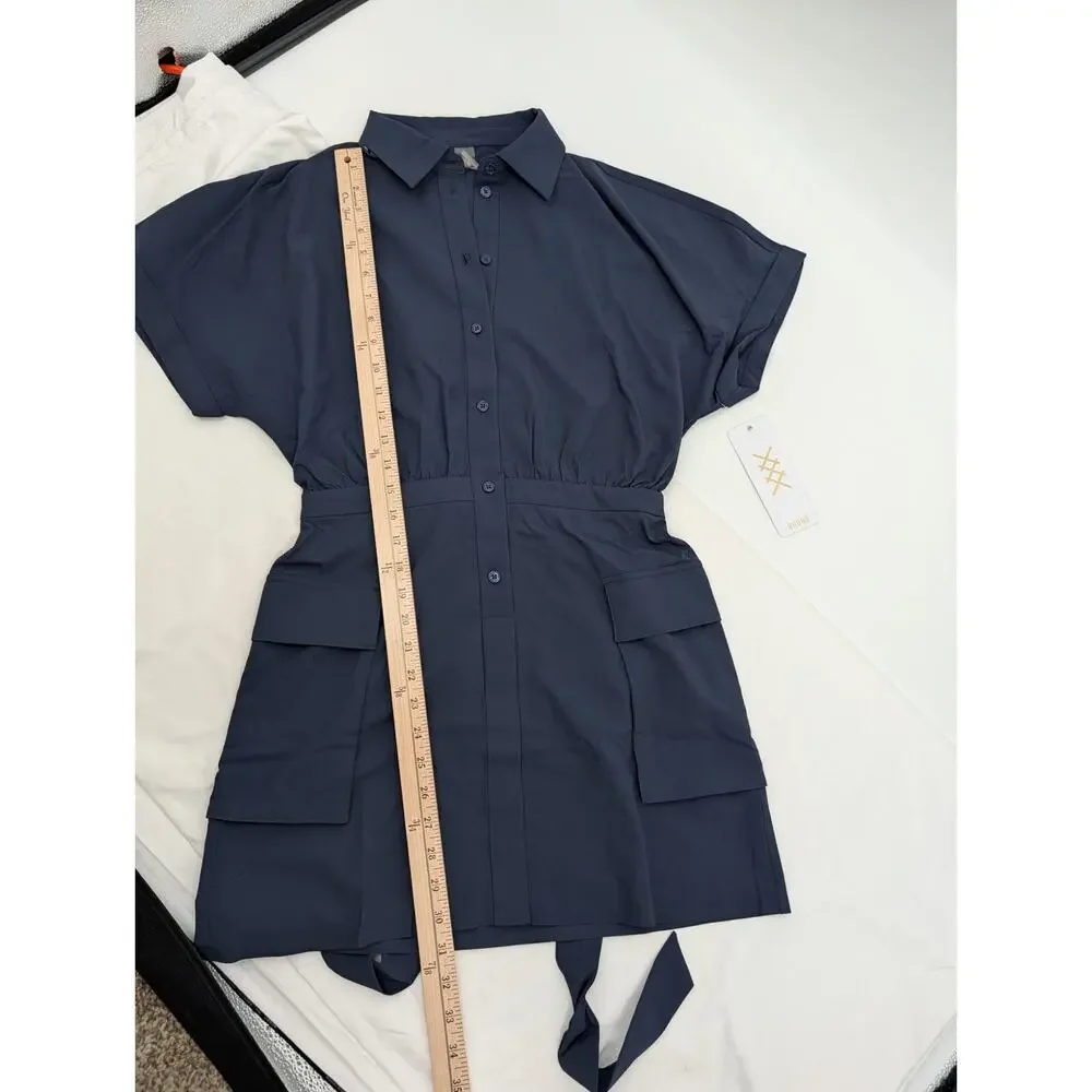NWT Rhone Mirage Shirt Dress Navy Small Sun Safe Water Repelling Pocket Vacation - Picture 8 of 9